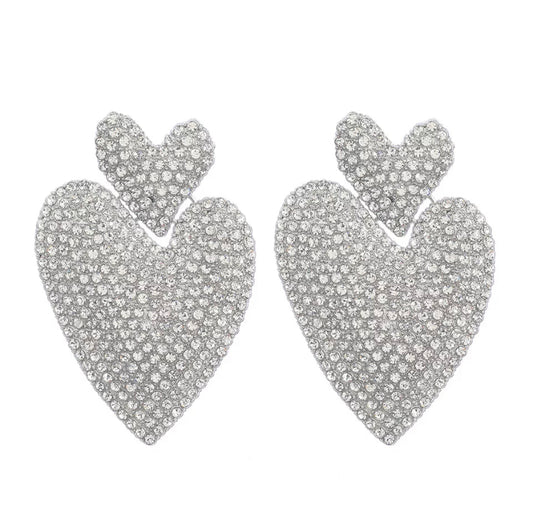 Shiny Heart Earrings Silver