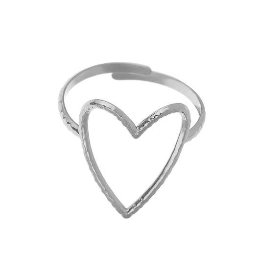 Hart ring one size zilver